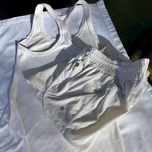 Lululemon athletica white shorts and tank top, size 4